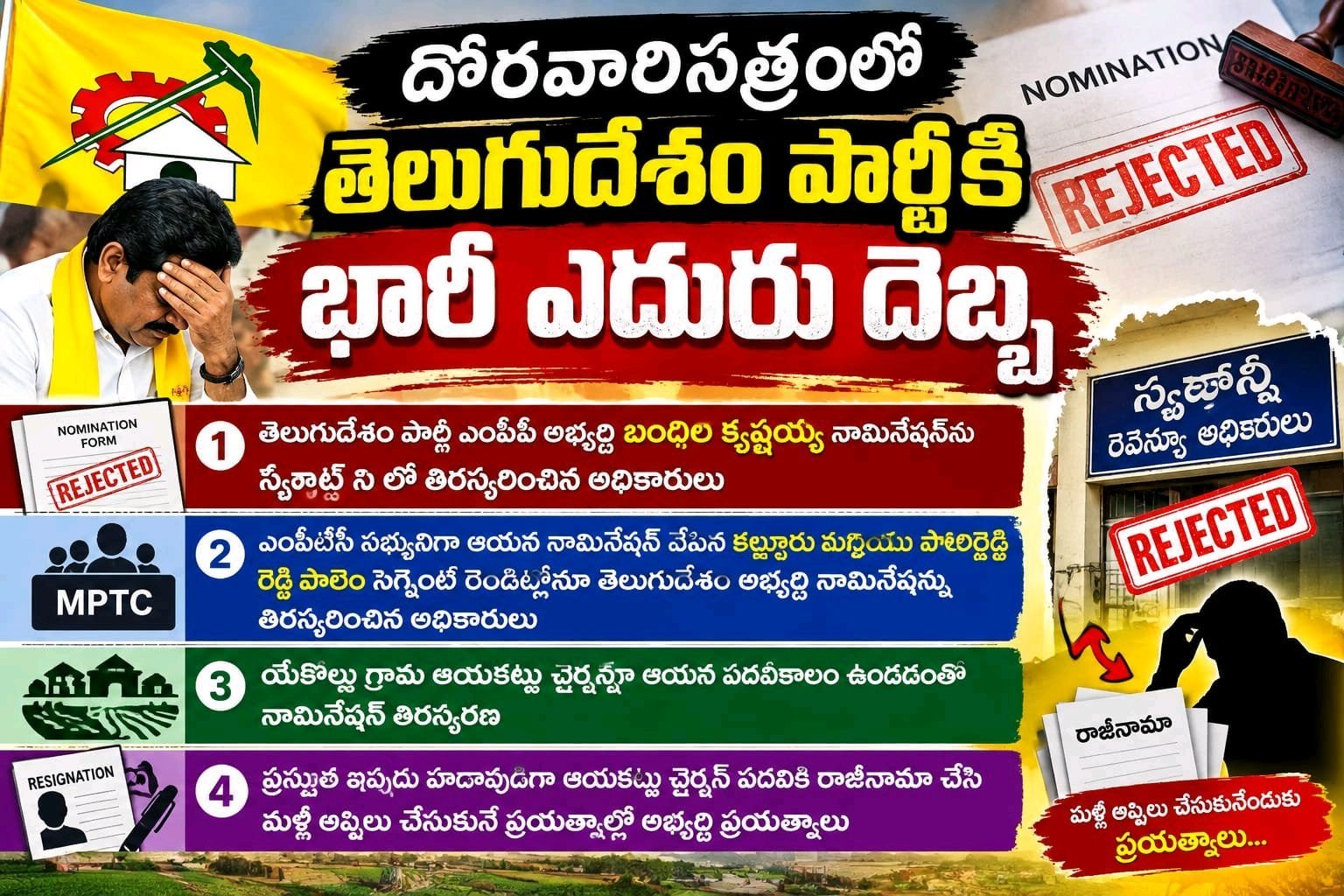 దొరవారిసత్రంలో తెలుగుదేశం పార్టీకి భారీ ఎదురు దెబ్బ
