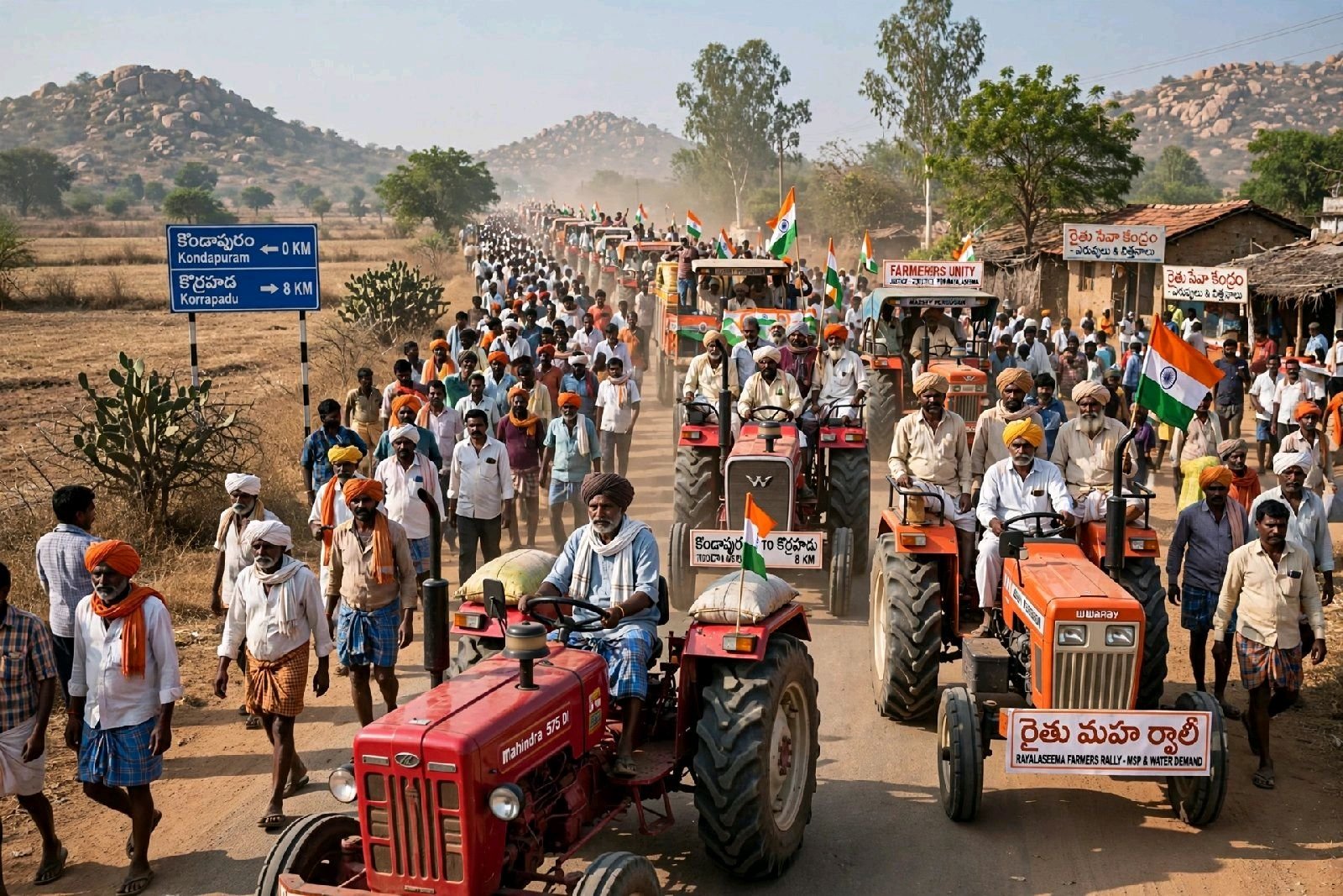 కొండాపురం నుండి ట్రాక్టర్ల ర్యాలీ - నేడు 9 గంటలకు